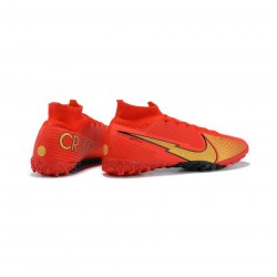 Nike Mercurial Superfly 7 Elite TF Red Gold Black Soccer Cleats