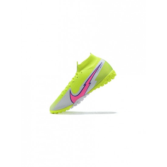 Nike Mercurial Superfly 7 Elite TF Volt White Pink Soccer Cleats