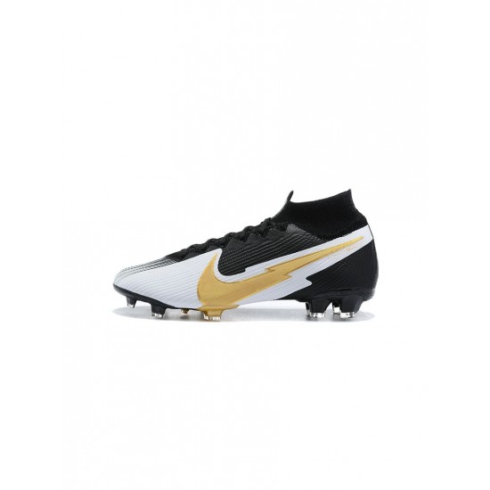 Nike Mercurial Superfy 7 Elite FG Black White Gold Soccer Cleats