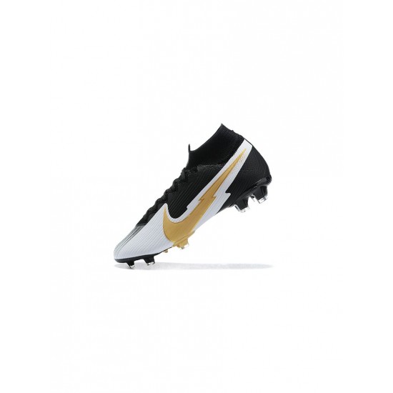 Nike Mercurial Superfy 7 Elite FG Black White Gold Soccer Cleats