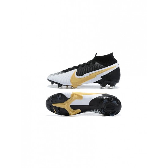 Nike Mercurial Superfy 7 Elite FG Black White Gold Soccer Cleats