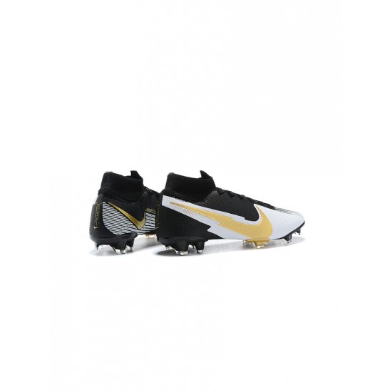 Nike Mercurial Superfy 7 Elite FG Black White Gold Soccer Cleats