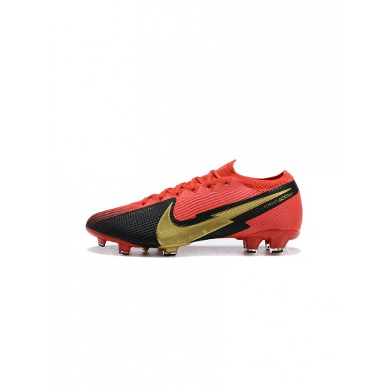 Nike Mercurial Vapor 13 Elite FG Red Black Gold Soccer Cleats