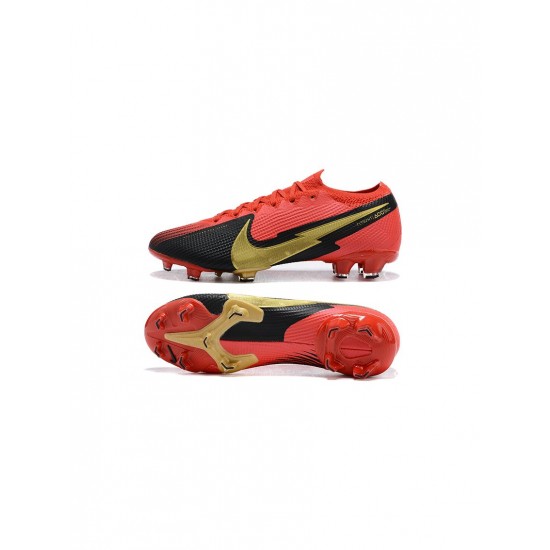 Nike Mercurial Vapor 13 Elite FG Red Black Gold Soccer Cleats