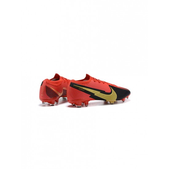 Nike Mercurial Vapor 13 Elite FG Red Black Gold Soccer Cleats