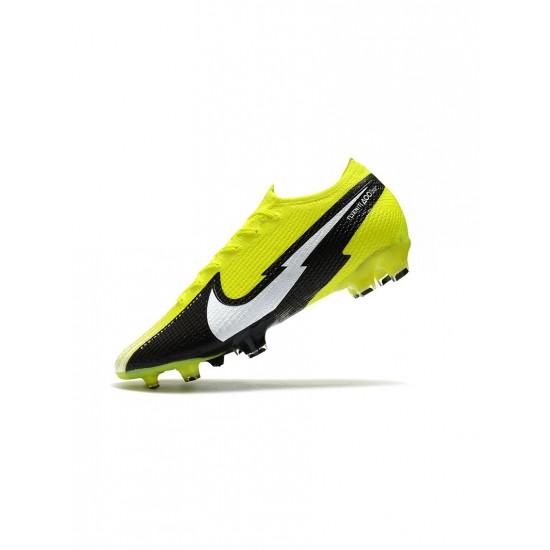 Nike Mercurial Vapor 13 Elite FG Yellow Black White Soccer Cleats