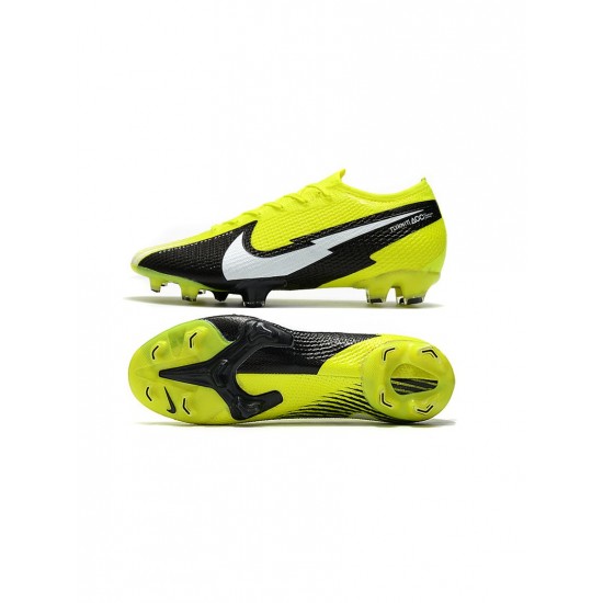 Nike Mercurial Vapor 13 Elite FG Yellow Black White Soccer Cleats