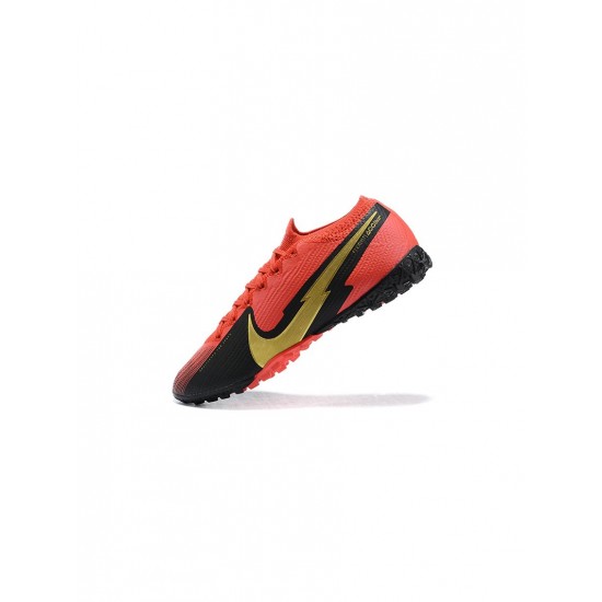 Nike Mercurial Vapor 13 Elite TF Red Black Gold Soccer Cleats