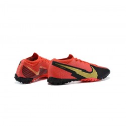 Nike Mercurial Vapor 13 Elite TF Red Black Gold Soccer Cleats