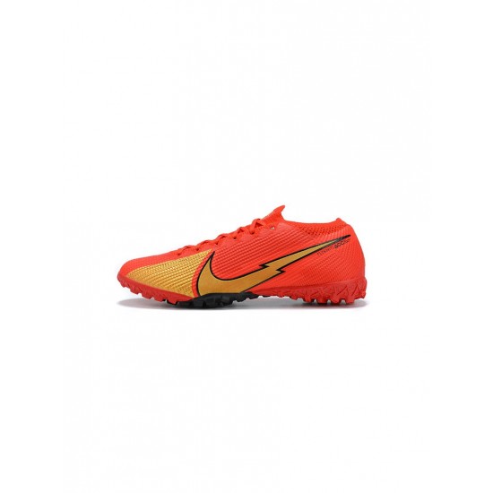 Nike Mercurial Vapor 13 Elite TF Red Gold Black Soccer Cleats