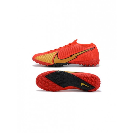 Nike Mercurial Vapor 13 Elite TF Red Gold Black Soccer Cleats