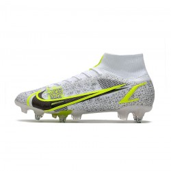 Nike Mercurial Superfly 8 Elite SG Pro White Black Metallic Silver Volt Soccer Cleats