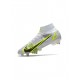 Nike Mercurial Superfly 8 Elite SG Pro White Black Metallic Silver Volt Soccer Cleats