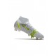 Nike Mercurial Superfly 8 Elite SG Pro White Black Metallic Silver Volt Soccer Cleats