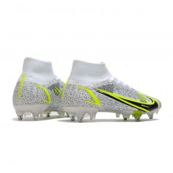 Nike Mercurial Superfly 8 Elite SG Pro White Black Metallic Silver Volt Soccer Cleats