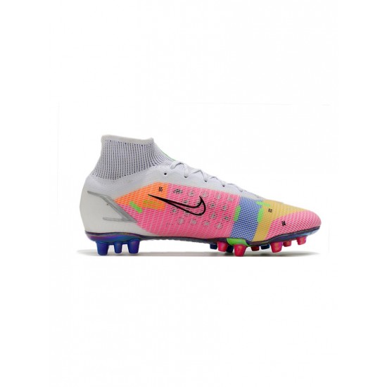 Nike Mercurial Superfly Viii Dragonfly Elite AG Pro White Metallic Silver Dark Raisin Soccer Cleats