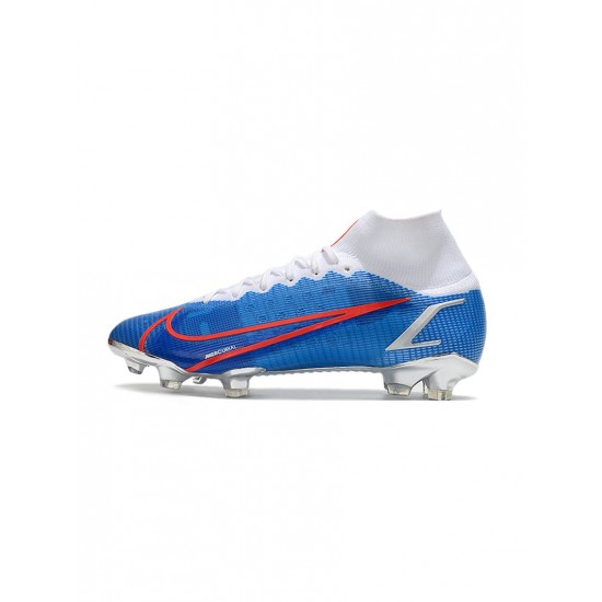 Nike Mercurial Superfly Viii Elite FG Elite Blue Red Silver Soccer Cleats