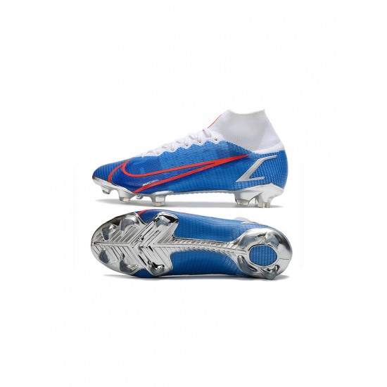 Nike Mercurial Superfly Viii Elite FG Elite Blue Red Silver Soccer Cleats