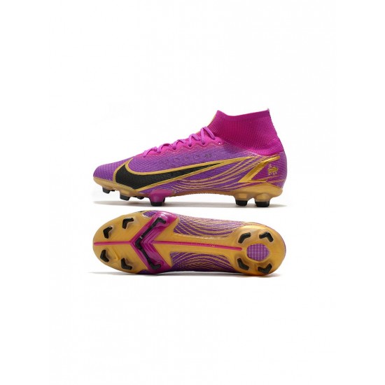 Nike Mercurial Superfly Viii Elite FG Purple Black Gold Soccer Cleats