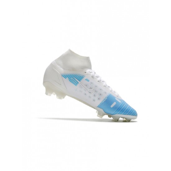 Nike Mercurial Superfly Viii Elite FG White Blue Soccer Cleats