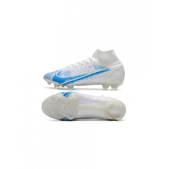 Nike Mercurial Superfly Viii Elite FG White Blue Soccer Cleats