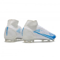 Nike Mercurial Superfly Viii Elite FG White Blue Soccer Cleats