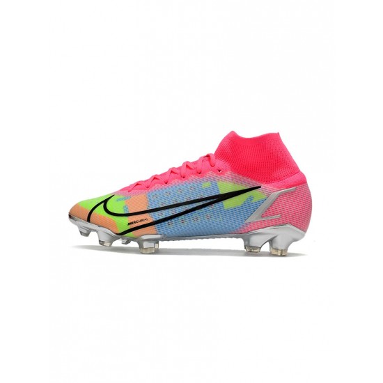 Nike Mercurial Superfly Viii Elite FG White Pink Metallic Silver Mulitcolor Soccer Cleats