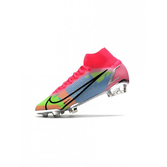 Nike Mercurial Superfly Viii Elite FG White Pink Metallic Silver Mulitcolor Soccer Cleats