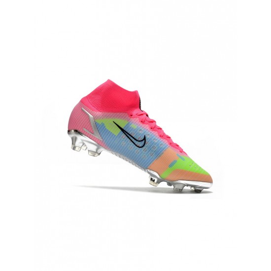 Nike Mercurial Superfly Viii Elite FG White Pink Metallic Silver Mulitcolor Soccer Cleats