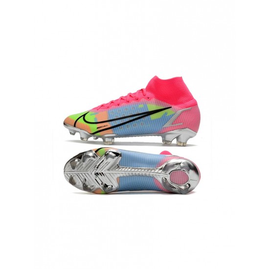 Nike Mercurial Superfly Viii Elite FG White Pink Metallic Silver Mulitcolor Soccer Cleats