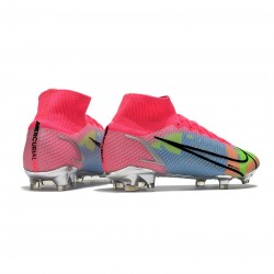 Nike Mercurial Superfly Viii Elite FG White Pink Metallic Silver Mulitcolor Soccer Cleats