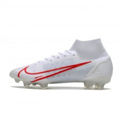 Nike Mercurial Superfly Viii Elite FG White Red Soccer Cleats