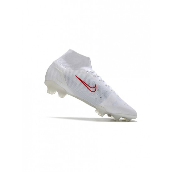 Nike Mercurial Superfly Viii Elite FG White Red Soccer Cleats