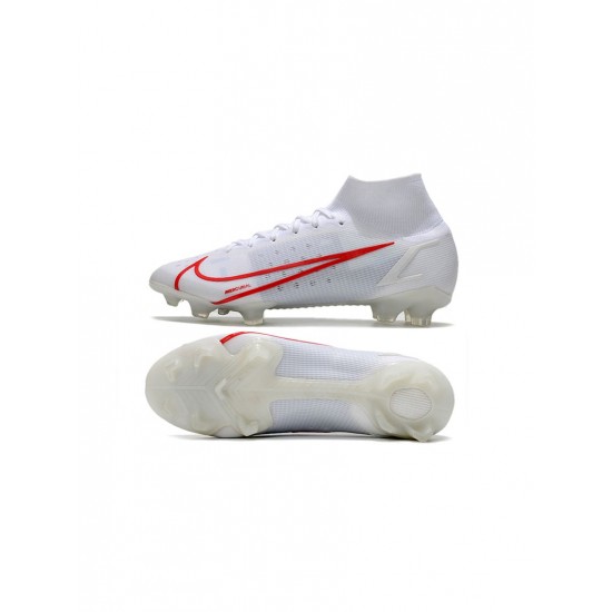 Nike Mercurial Superfly Viii Elite FG White Red Soccer Cleats