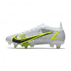 Nike Mercurial Vapor 14 Elite SG Pro White Black Metallic Silver Volt Soccer Cleats