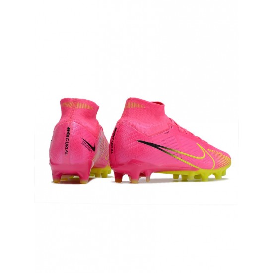 Nike Air Zoom Mercurial Superfly 9 Elite AG Pro Luminous Pink Blast Volt Gridiron Soccer Cleats