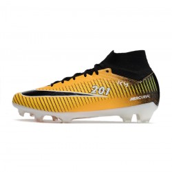 Nike Air Zoom Mercurial Superfly 9 Elite Km 201 FG Yellow Black White Orange Soccer Cleats