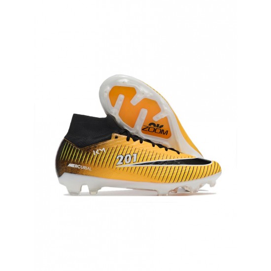 Nike Air Zoom Mercurial Superfly 9 Elite Km 201 FG Yellow Black White Orange Soccer Cleats