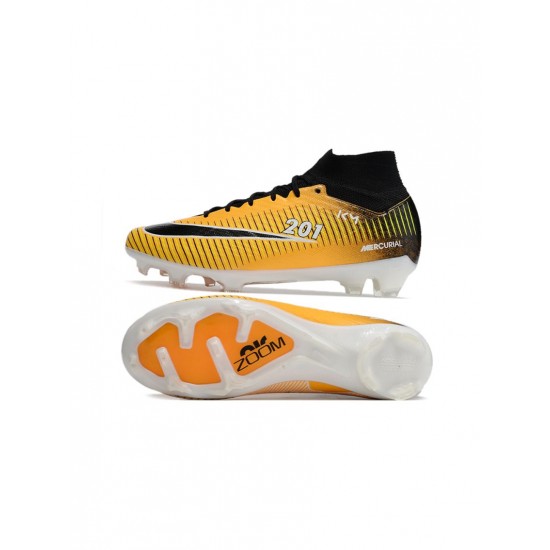 Nike Air Zoom Mercurial Superfly 9 Elite Km 201 FG Yellow Black White Orange Soccer Cleats