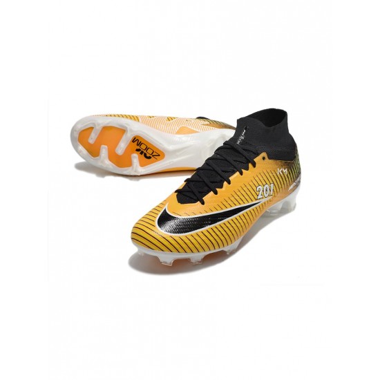 Nike Air Zoom Mercurial Superfly 9 Elite Km 201 FG Yellow Black White Orange Soccer Cleats