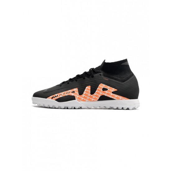 Nike Air Zoom Mercurial Superfly 9 Elite TF Black White Orange Soccer Cleats