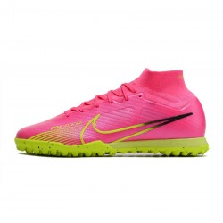 Nike Air Zoom Mercurial Superfly 9 Elite TF Pink Blast Volt Gridiron Soccer Cleats