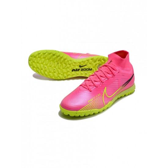 Nike Air Zoom Mercurial Superfly 9 Elite TF Pink Blast Volt Gridiron Soccer Cleats