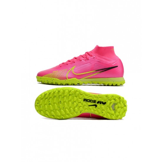 Nike Air Zoom Mercurial Superfly 9 Elite TF Pink Blast Volt Gridiron Soccer Cleats