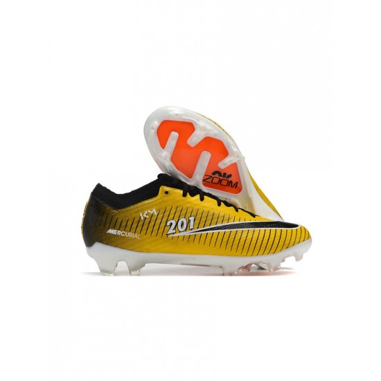 Nike Air Zoom Mercurial Vapor 15 Elite Km 201 FG Yellow Black White Orange Soccer Cleats