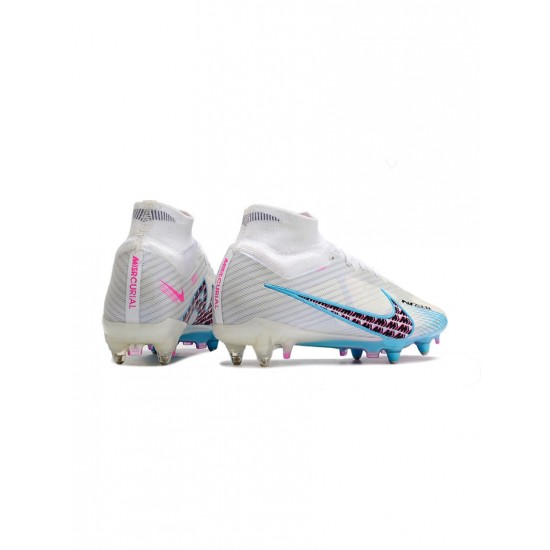 Nike Mercurial Superfly 9 Elite SG Pro White Baltic Blue Pink Blastindigo Haze Soccer Cleats