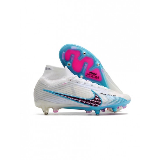 Nike Mercurial Superfly 9 Elite SG Pro White Baltic Blue Pink Blastindigo Haze Soccer Cleats