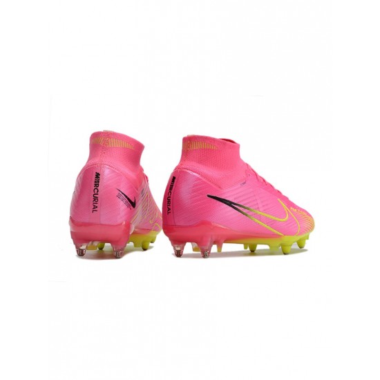 Nike Zoom Mercurial Superfly 9 Elite SG Anti Clog Pink Blast Volt Gridiron Soccer Cleats