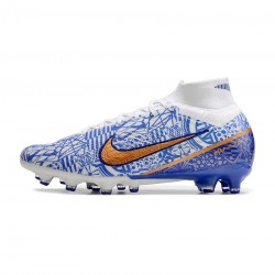 Nike Zoom Mercurial Superfly Elite Ix Cr7 AG Pro White Metallic Copper Concord Soccer Cleats