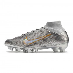 Nike Zoom Mercurial Superfly Ix Elite Xxv Se AG Pro Metallic Silver Black Wolf Grey Soccer Cleats